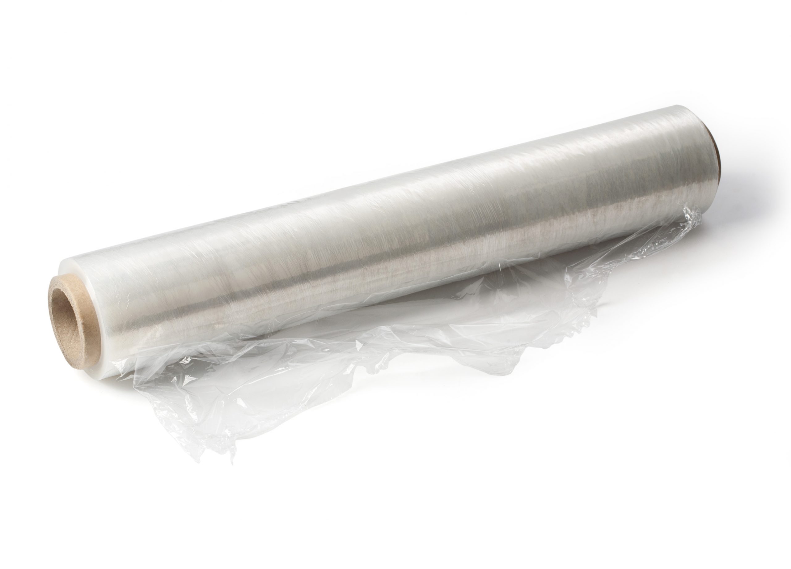 Wrapping,Plastic,Stretch,Film,On,White,Background.,With,Clipping,Path